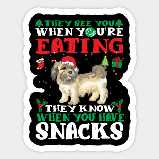 Christmas Dog Eating Snacks Sticker